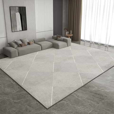 Gray Contemporary Modern Rugs for Living Room, Extra Large Modern Rugs for Bedroom, Geometric Modern Rug Placement Ideas for Dining Room-Paintingforhome