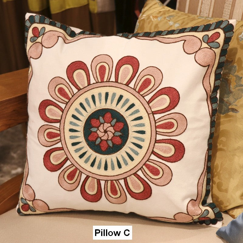 Decorative Sofa Pillows for Couch, Embroider Flower Cotton Pillow Cove –  Paintingforhome