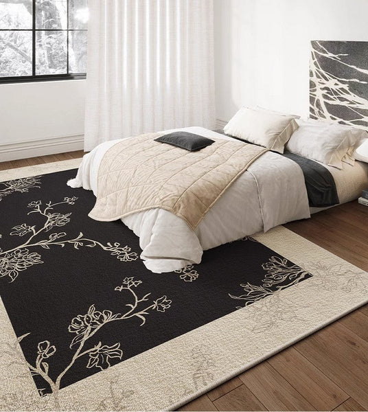 Bedroom Modern Rugs, French Style Flower Pattern Rugs for Interior Design, Contemporary Modern Rugs under Dining Room Table, Flower Pattern Modern Rugs for Living Room-Paintingforhome