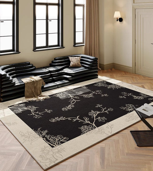 Bedroom Modern Rugs, French Style Flower Pattern Rugs for Interior Design, Contemporary Modern Rugs under Dining Room Table, Flower Pattern Modern Rugs for Living Room-Paintingforhome