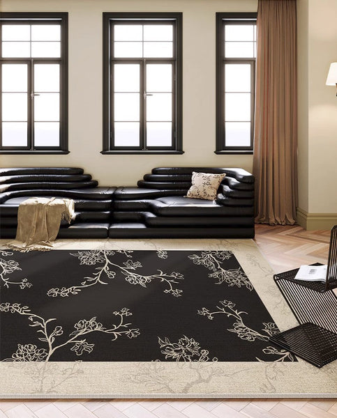 Bedroom Modern Rugs, French Style Flower Pattern Rugs for Interior Design, Contemporary Modern Rugs under Dining Room Table, Flower Pattern Modern Rugs for Living Room-Paintingforhome