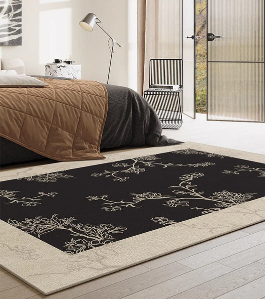 Bedroom Modern Rugs, French Style Flower Pattern Rugs for Interior Design, Contemporary Modern Rugs under Dining Room Table, Flower Pattern Modern Rugs for Living Room-Paintingforhome