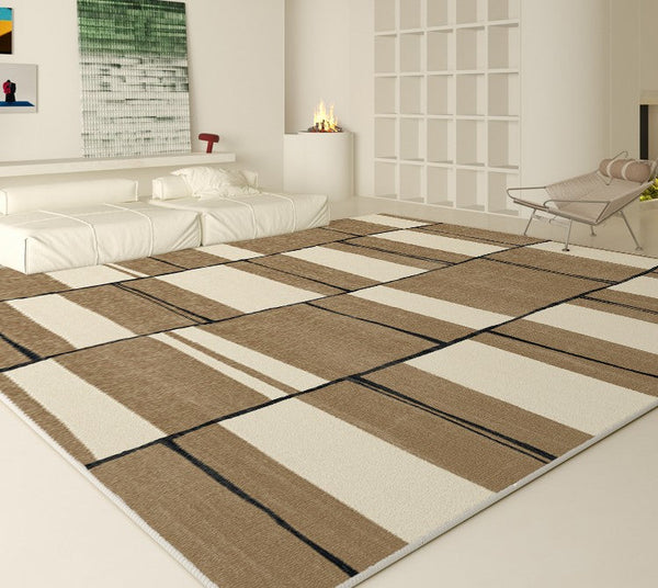 Large Soft Rugs for Bedroom, Abstract Contemporary Modern Rugs for Living Room, Geometric Modern Rug Placement Ideas for Dining Room-Paintingforhome