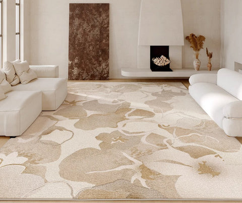 Bedroom Modern Soft Rugs, French Style Modern Rugs for Interior Design, Contemporary Modern Rugs under Dining Room Table, Flower Pattern Modern Rugs for Living Room-Paintingforhome