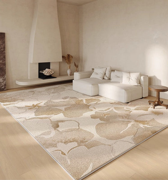 Bedroom Modern Soft Rugs, French Style Modern Rugs for Interior Design, Contemporary Modern Rugs under Dining Room Table, Flower Pattern Modern Rugs for Living Room-Paintingforhome