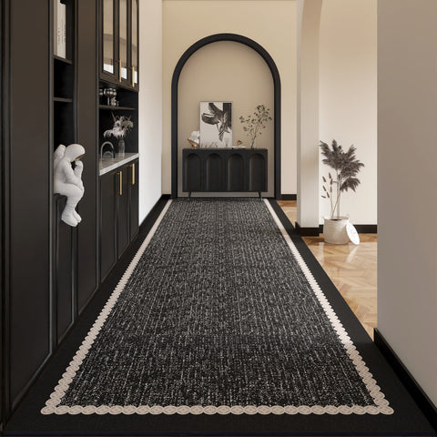 Easy Care Long Hallway Runners, Extra Long Narrow Runner Rugs, Modern Entryway Runner Rug Ideas, Geometric Modern Long Hallway Runners, Black Contepmorary Runner Rugs-Paintingforhome