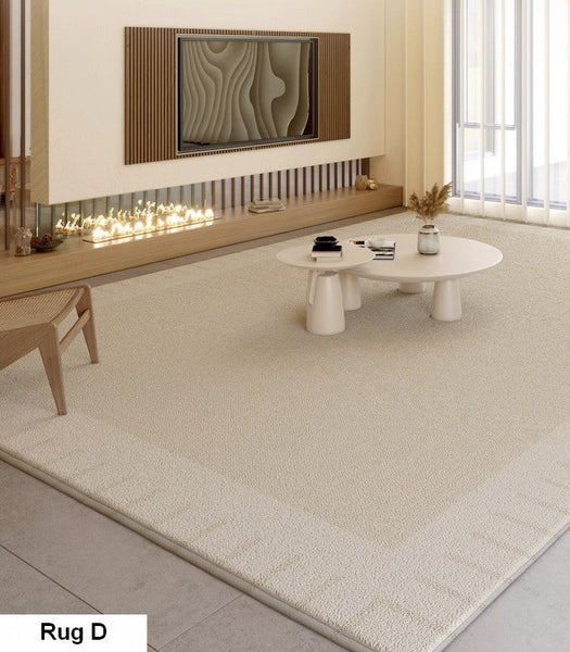 Bedroom Modern Rugs, Cream Color Geometric Modern Rugs, Modern Rugs for Dining Room, Contemporary Soft Rugs for Living Room-Paintingforhome