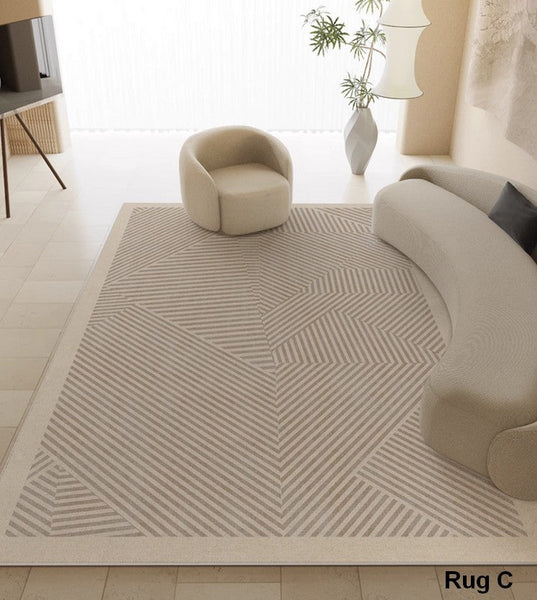 Soft Modern Rugs under Coffee Table, Modern Living Room Area Rugs, Geometric Floor Carpets, Bedroom Modern Rugs, Modern Rugs for Dining Room Table-Paintingforhome