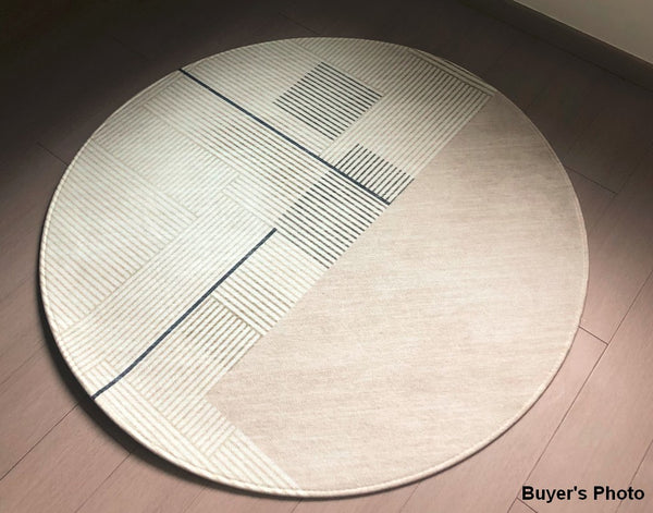 Abstract Contemporary Round Rugs under Chairs, Circular Area Rugs for Bedroom, Modern Rugs for Dining Room, Geometric Modern Rugs for Living Room-Paintingforhome