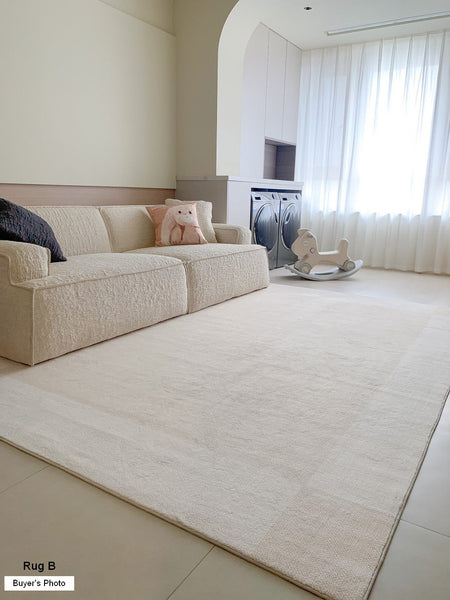 Bedroom Modern Rugs, Cream Color Geometric Modern Rugs, Modern Rugs for Dining Room, Contemporary Soft Rugs for Living Room-Paintingforhome