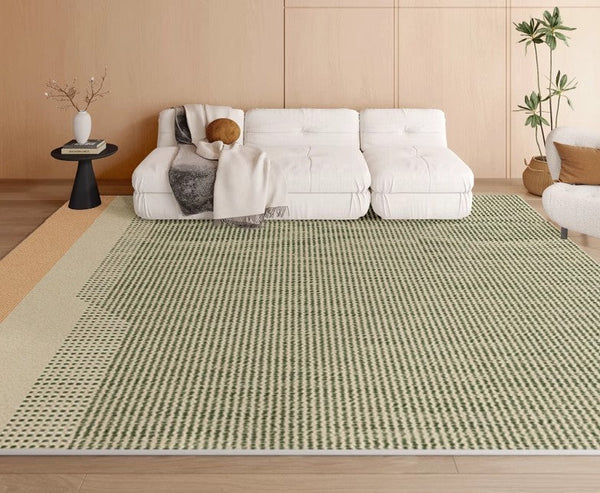 Contemporary Abstract Rugs for Dining Room, Living Room Modern Rug Ideas, Bedroom Floor Rugs, Green Abstract Rugs for Living Room-Paintingforhome