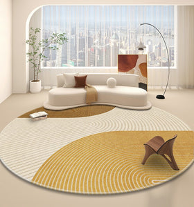 Circular Modern Rugs under Chairs, Dining Room Contemporary Round Rugs, Bedroom Modern Round Rugs, Geometric Modern Rug Ideas for Living Room-Paintingforhome