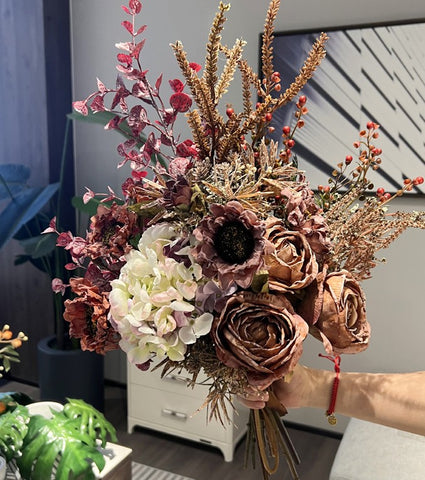 Large Bunch of Flowers Arrangement Interior Design, Creative Modern Artificial Floral Arrangement, Creative Faux Silk Floral Bouquet Table Centerpiece-Paintingforhome