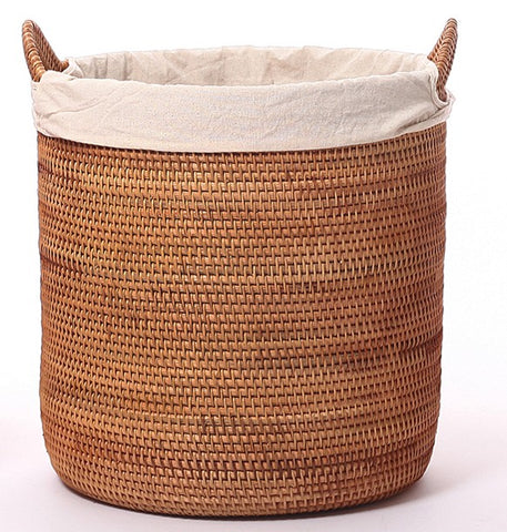 Large Storage Baskets for Bathroom, Round Storage Baskets with Handle, Rattan Storage Baskets, Laundry Storage Baskets, Storage Baskets for Clothes-Paintingforhome