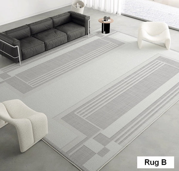 Modern Abstract Rugs under Dining Room Table, Geometric Modern Carpets for Bedroom, Modern Grey Rugs for Living Room-Paintingforhome