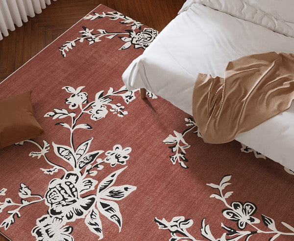 Modern Rugs for Living Room, Abstract Contemporary Rugs Next to Bed, Flower Pattern Contemporary Modern Rugs, Modern Rugs for Dining Room-Paintingforhome