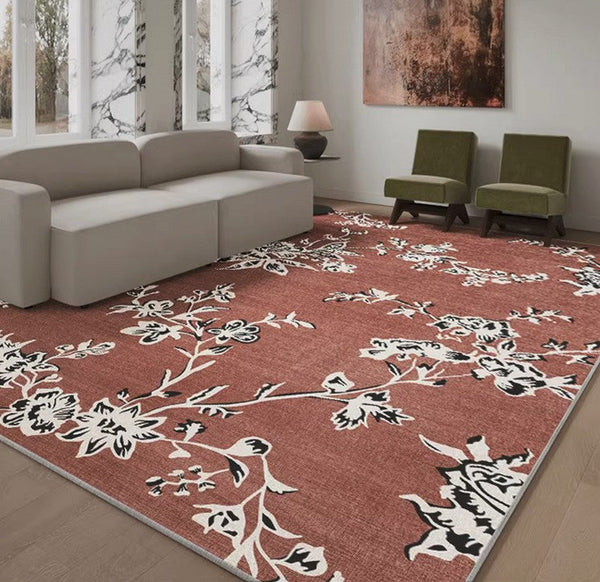 Modern Rugs for Living Room, Abstract Contemporary Rugs Next to Bed, Flower Pattern Contemporary Modern Rugs, Modern Rugs for Dining Room-Paintingforhome