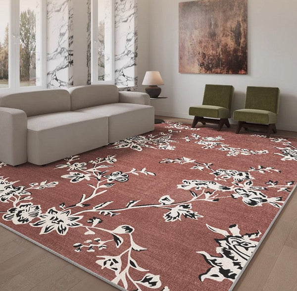 Abstract Contemporary Rugs Next to Bed, Flower Pattern Contemporary Modern Rugs, Modern Rugs for Living Room, Modern Rugs for Dining Room-Paintingforhome