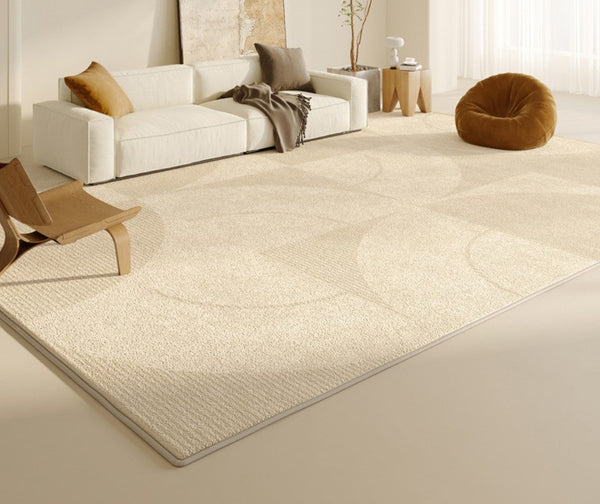 Modern Rugs under Sofa, Abstract Contemporary Rugs for Bedroom, Dining Room Floor Rugs, Modern Rugs for Office, Large Cream Color Rugs in Living Room-Paintingforhome