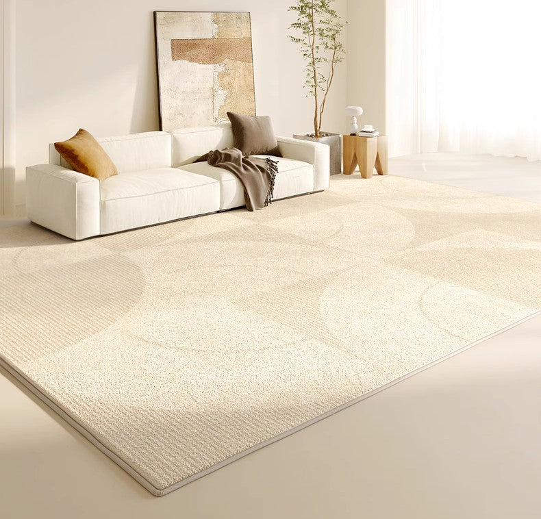 Modern Rugs under Sofa, Abstract Contemporary Rugs for Bedroom, Dining Room Floor Rugs, Modern Rugs for Office, Large Cream Color Rugs in Living Room-Paintingforhome