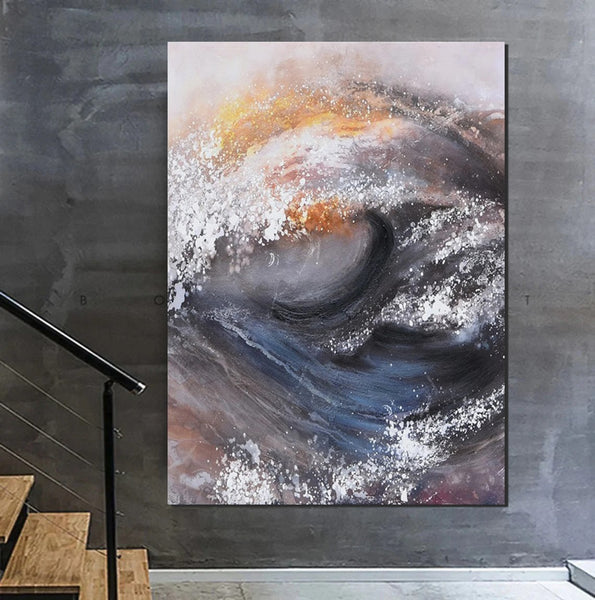 Living Room Modern Paintings, Big Wave Painting, Acrylic Canvas Paintings, Large Painting on Canvas, Modern Abstract Painting-Paintingforhome