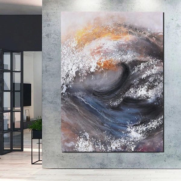 Living Room Modern Paintings, Big Wave Painting, Acrylic Canvas Paintings, Large Painting on Canvas, Modern Abstract Painting-Paintingforhome