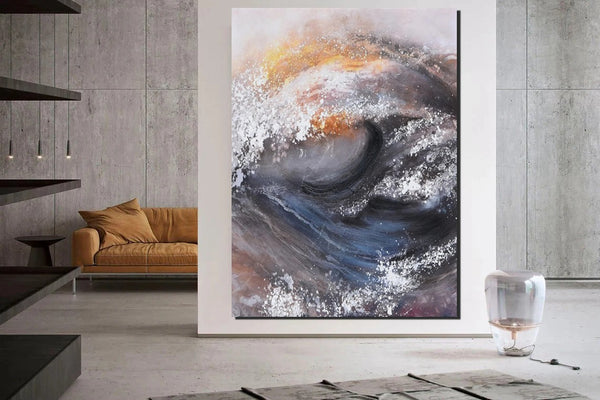 Living Room Modern Paintings, Big Wave Painting, Acrylic Canvas Paintings, Large Painting on Canvas, Modern Abstract Painting-Paintingforhome