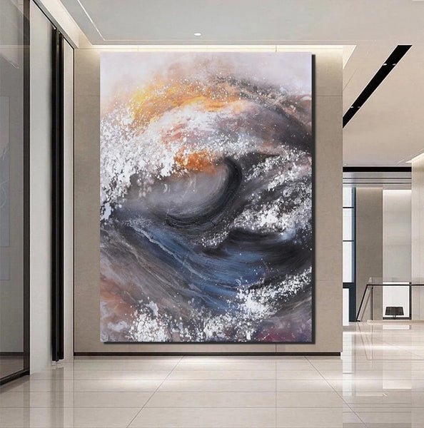 Living Room Modern Paintings, Big Wave Painting, Acrylic Canvas Paintings, Large Painting on Canvas, Modern Abstract Painting-Paintingforhome