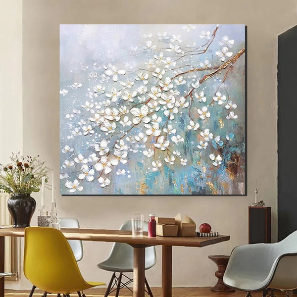 Abstract Flower Painting, Extra Large Abstract Paintings on Canvas, Hand Painted Abstract Painting, Bedroom Wall Art Ideas, Heavy Texture Painting-Paintingforhome