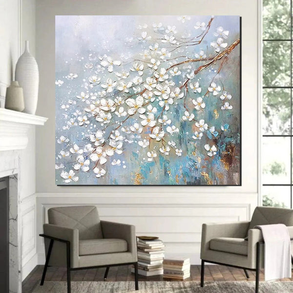 Abstract Flower Painting, Extra Large Abstract Paintings on Canvas, Hand Painted Abstract Painting, Bedroom Wall Art Ideas, Heavy Texture Painting-Paintingforhome