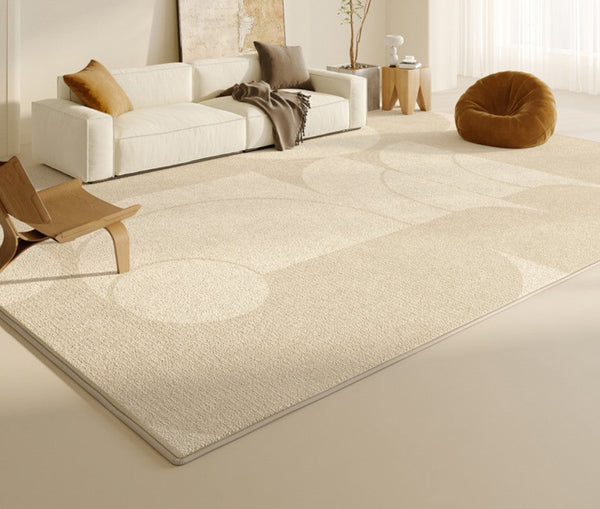 Abstract Contemporary Rugs for Bedroom, Modern Cream Color Rugs for Living Room, Modern Rugs under Sofa, Dining Room Floor Rugs, Modern Rugs for Office-Paintingforhome