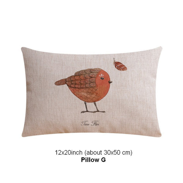 Simple Decorative Pillow Covers, Decorative Sofa Pillows for Children's Room, Love Birds Throw Pillows for Couch, Singing Birds Decorative Throw Pillows-Paintingforhome