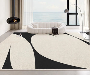 Black Contemporary Modern Rugs, Geometric Contemporary Rugs Next to Bed, Modern Rugs for Living Room, Modern Rugs for Dining Room-Paintingforhome