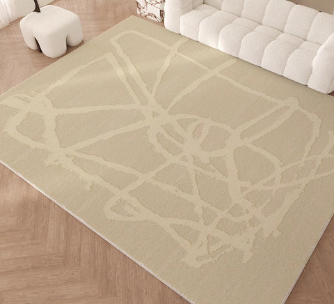 Large Modern Rugs for Living Room, Cream Modern Rugs for Bedroom, Modern Rugs for Dining Room, Abstract Geometric Modern Rugs-Paintingforhome