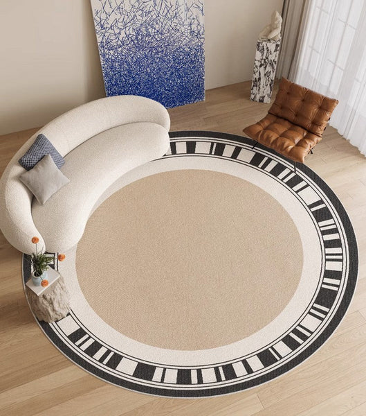 Modern Rug Ideas for Living Room, Contemporary Round Rugs, Bedroom Modern Round Rugs, Circular Modern Rugs under Dining Room Table-Paintingforhome