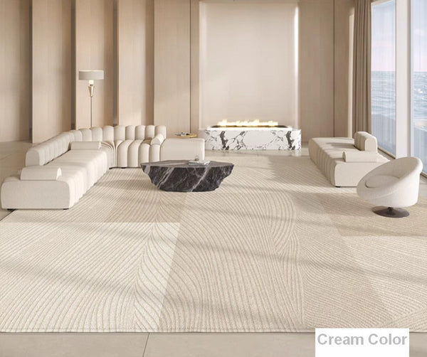 Bedroom Modern Rugs, Large Modern Rugs for Living Room, Dining Room Geometric Modern Rugs, Cream Color Contemporary Modern Rugs for Office-Paintingforhome