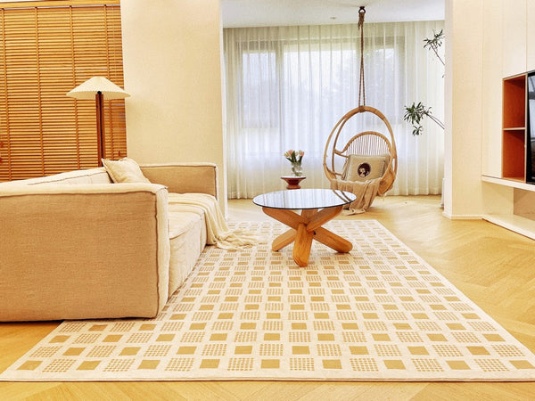 Modern Rug Ideas for Bedroom, Dining Room Modern Floor Carpets, Chequer Modern Rugs for Living Room, Contemporary Soft Rugs Next to Bed-Paintingforhome