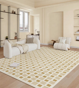 Dining Room Modern Floor Carpets, Modern Rug Ideas for Bedroom, Chequer Modern Rugs for Living Room, Contemporary Soft Rugs Next to Bed-Paintingforhome