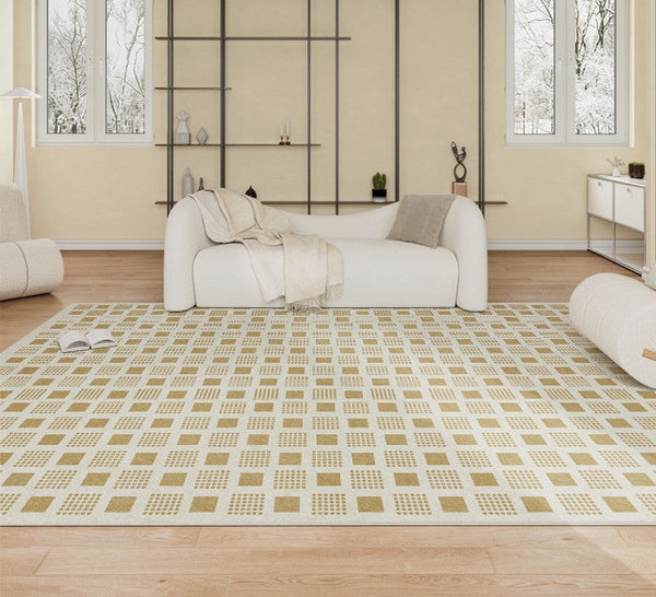 Dining Room Modern Floor Carpets, Modern Rug Ideas for Bedroom, Chequer Modern Rugs for Living Room, Contemporary Soft Rugs Next to Bed-Paintingforhome