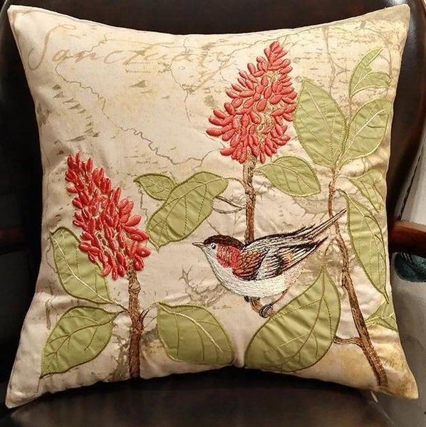 Pillows for Farmhouse, Living Room Throw Pillows, Decorative Sofa Pillows, Bird Throw Pillows, Embroidery Throw Pillows, Rustic Pillows for Couch-Paintingforhome