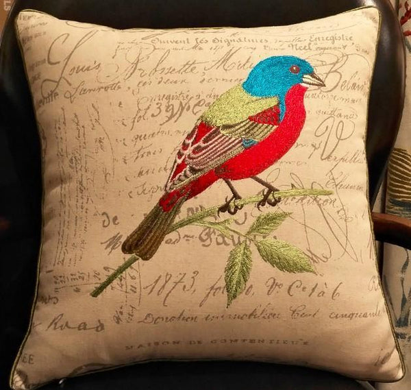 Pillows for Farmhouse, Living Room Throw Pillows, Decorative Sofa Pillows, Bird Throw Pillows, Embroidery Throw Pillows, Rustic Pillows for Couch-Paintingforhome