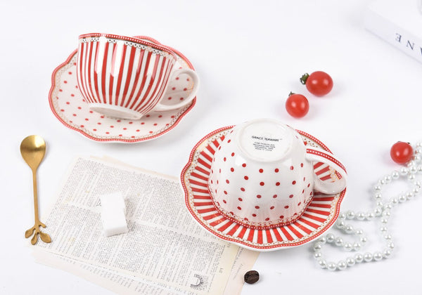 Unique Porcelain Cup and Saucer, Afternoon British Tea Cups, Creative Bone China Porcelain Tea Cup Set, Elegant Modern Ceramic Coffee Cups-Paintingforhome