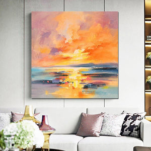 Sunrise Painting, Large Landscape Painting for Living Room, Abstract Landscape Painting, Hand Painted Art, Bedroom Wall Art Ideas, Modern Paintings for Dining Room-Paintingforhome