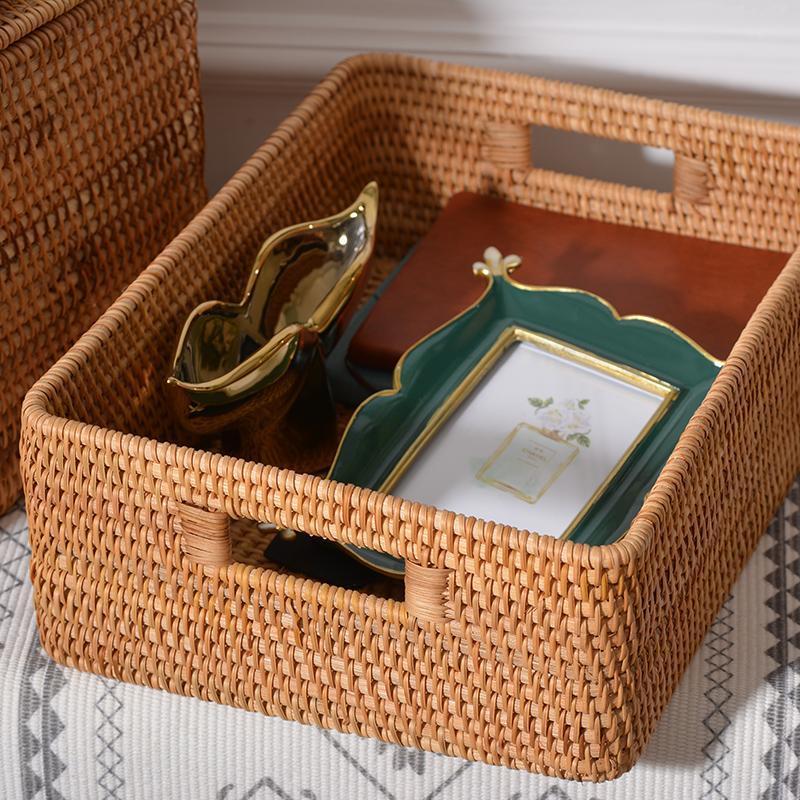 Storage Baskets for Kitchen, Woven Rattan Rectangular Storage Baskets, –  Paintingforhome