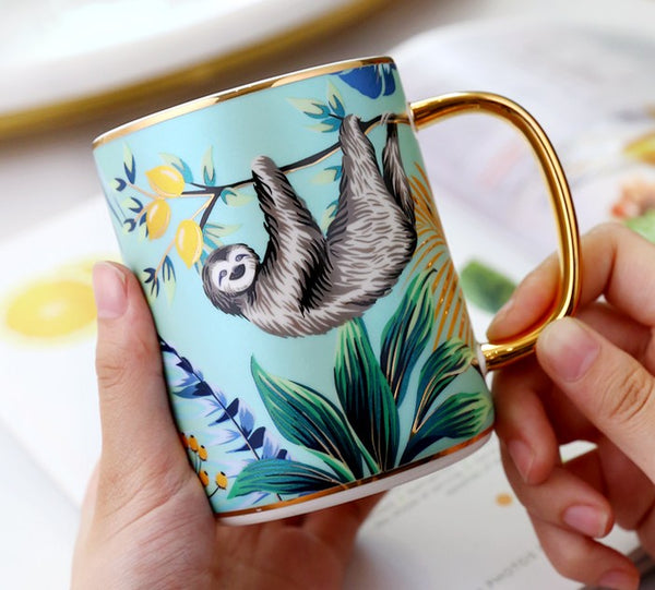 Large Capacity Jungle Animal Porcelain Mugs, Creative Porcelain Cups, Large Ceramic Mugs for Office, Unique Ceramic Mugs in Gift Box-Paintingforhome