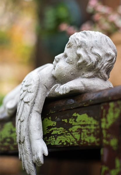 Lovely Sleeping Angel Statue for Garden, Beautiful Cute Garden Courtyard Ornaments, Unique Modern Garden Sculptures, Creative Villa Outdoor Decor Gardening Ideas-Paintingforhome