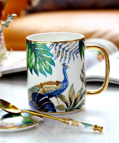 Unique Ceramic Mugs in Gift Box, Creative Porcelain Cups, Large Capacity Jungle Animal Porcelain Mugs, Large Ceramic Mugs for Office-Paintingforhome