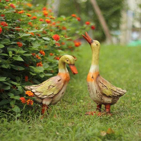 Large Duck Statues, Unique Wood Carving Statue for Garden, Creative Modern Statue for Garden Ornaments, Villa Outdoor Decor Gardening Ideas-Paintingforhome