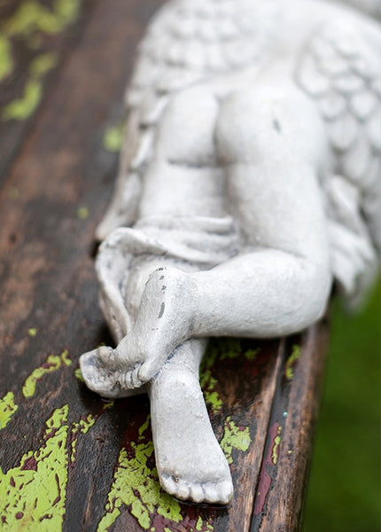 Lovely Sleeping Angel Statue for Garden, Beautiful Cute Garden Courtyard Ornaments, Unique Modern Garden Sculptures, Creative Villa Outdoor Decor Gardening Ideas-Paintingforhome