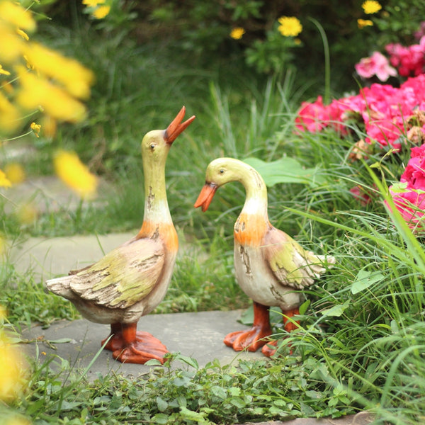 Large Duck Statues, Unique Wood Carving Statue for Garden, Creative Modern Statue for Garden Ornaments, Villa Outdoor Decor Gardening Ideas-Paintingforhome